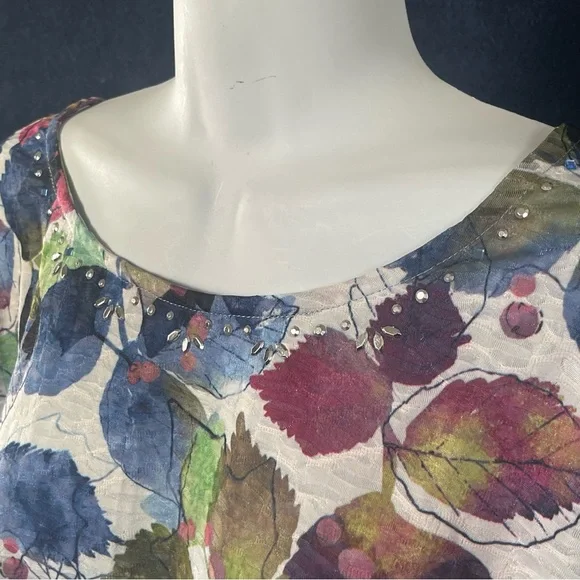 Alfred Dunner size 3XL blue and green blouse - Picture 2 of 6